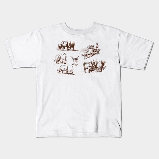 Studies of Cattle by John Singer Sargent Kids T-Shirt by pelagio